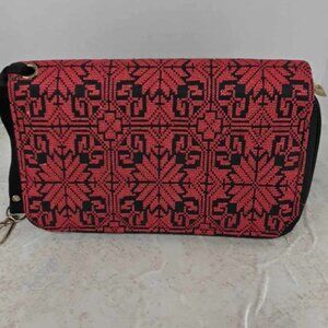 Red & Black Zipper Closure Large Wallet